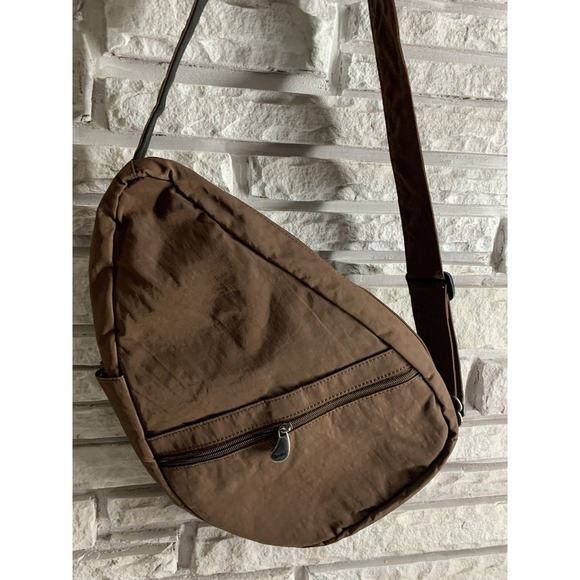 AmeriBag Healthy Back Bag Brown Nylon Ergonomic Sling Crossbody Backpack Large